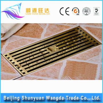 Em estoque de fábrica de bronze dourado anti-odor banheiro quadrado dreno piso